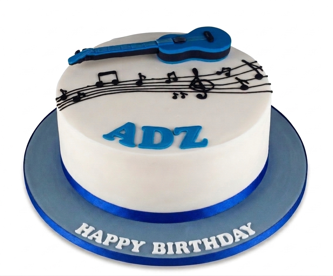 Music Theme Guitar Birthday Cake