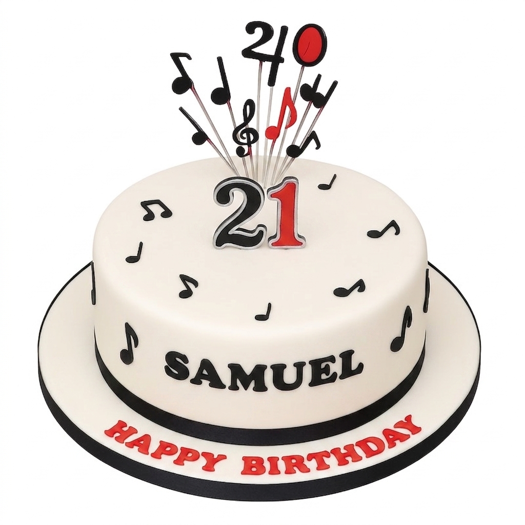 Music Notes Birthday Cake with Custom Age