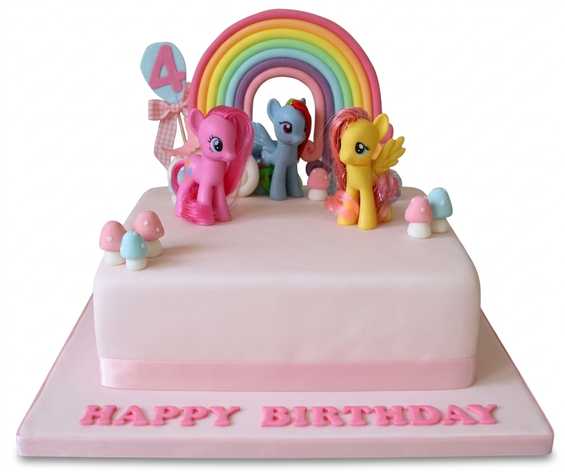 My Little Pony Birthday Cake with Custom Age Topper