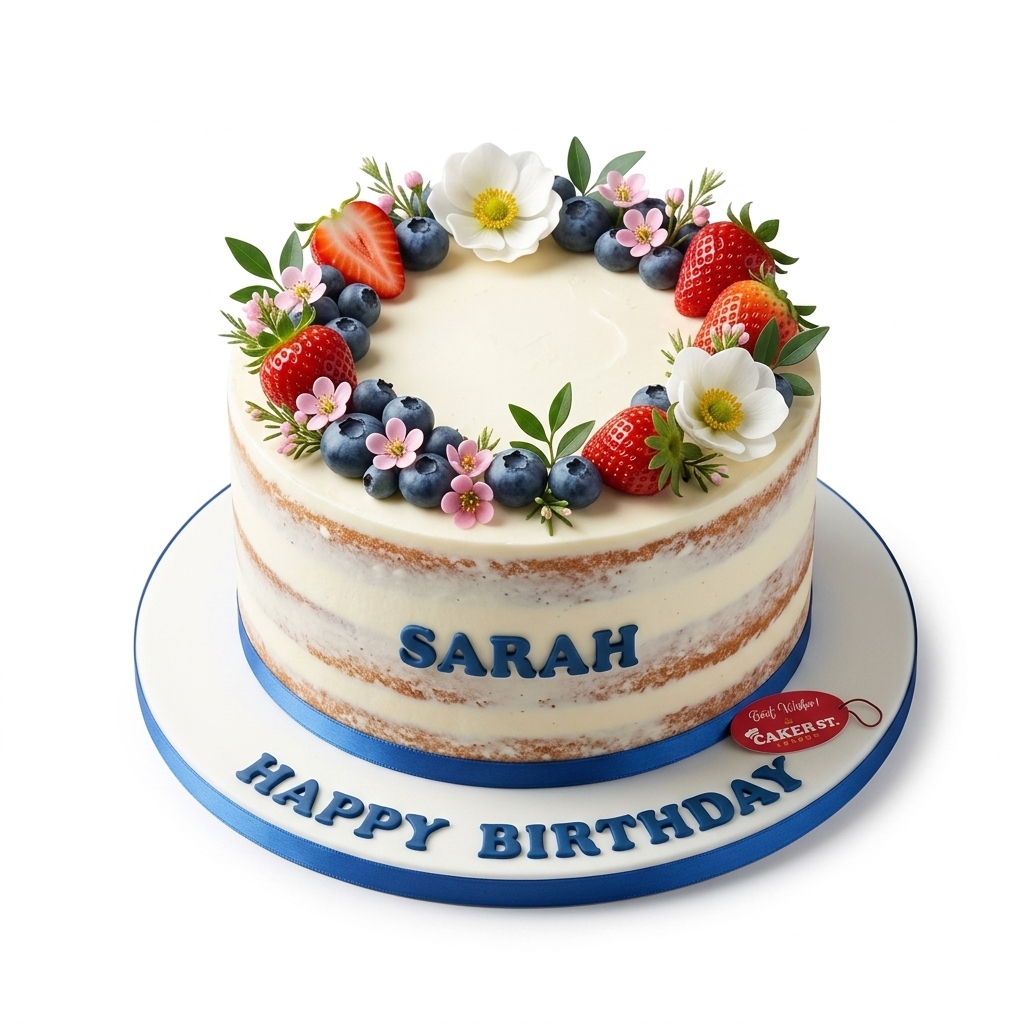 Floral & Fruit Naked Birthday Cake for Her