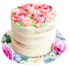 Naked Cake With Cream Roses