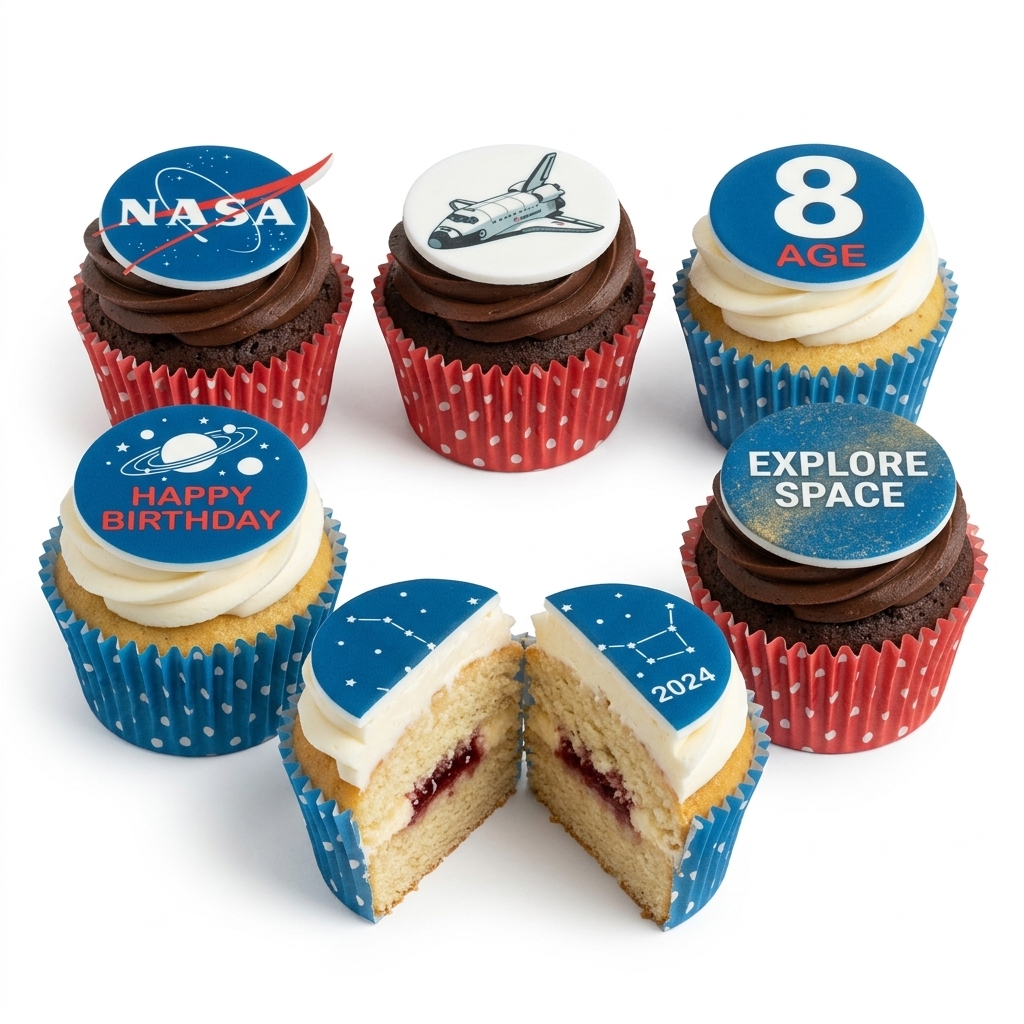 Kids Space Theme Birthday Cupcakes
