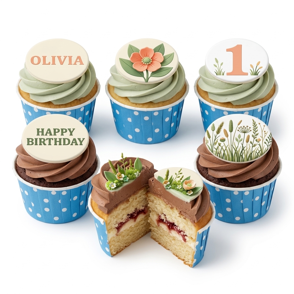 Floral Meadow Birthday Cupcakes