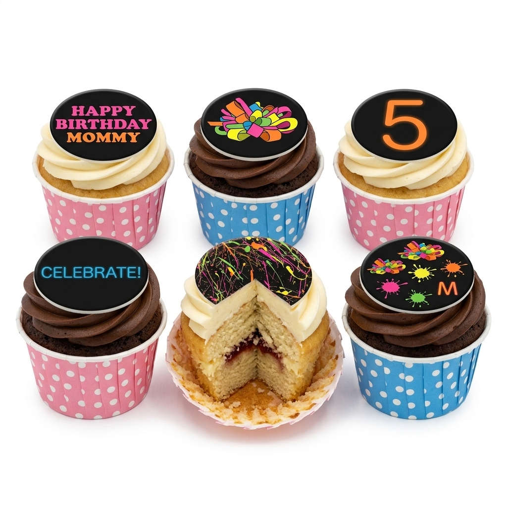 Vibrant Paint Splatter Birthday Cupcakes