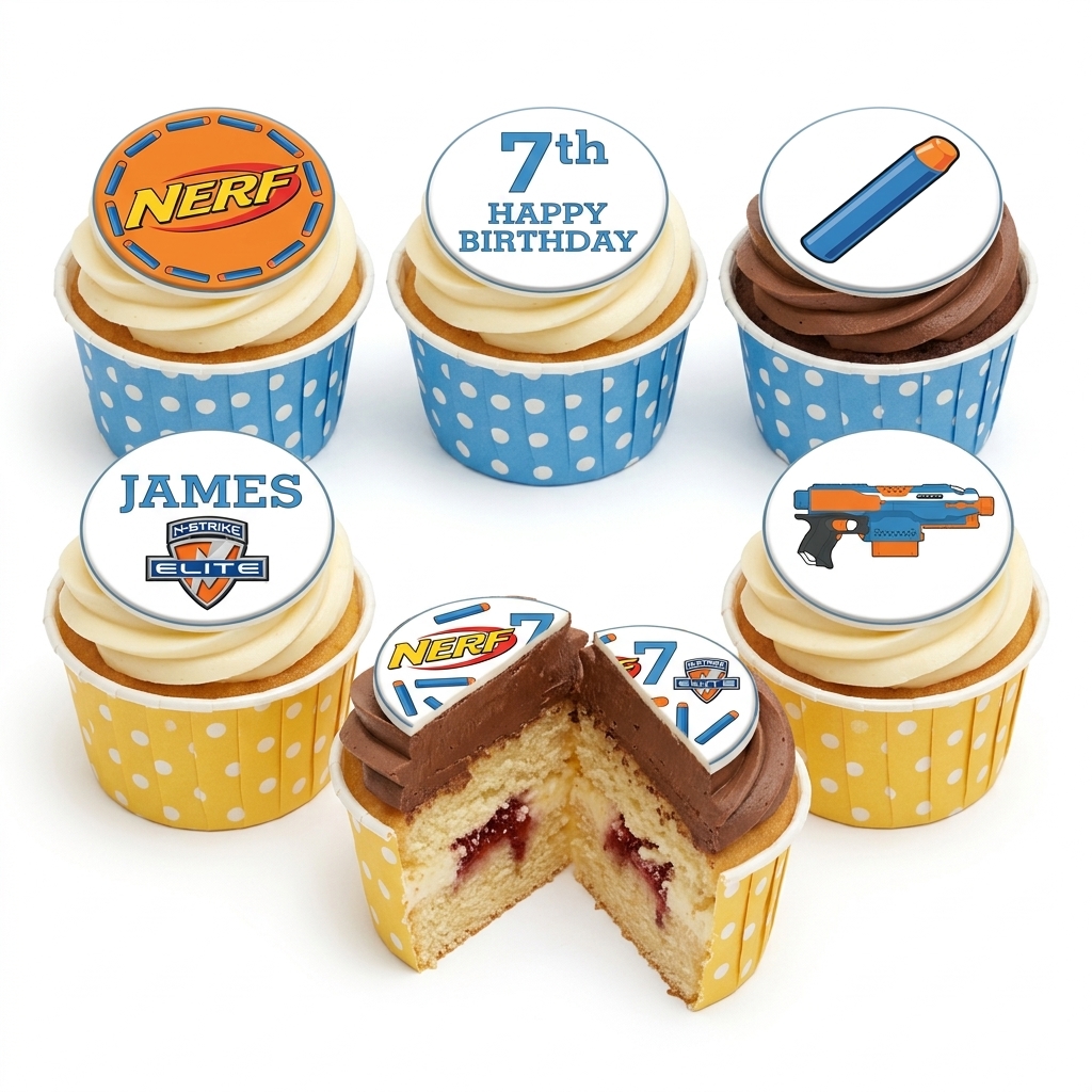 NERF Theme Birthday Cupcakes for Boys