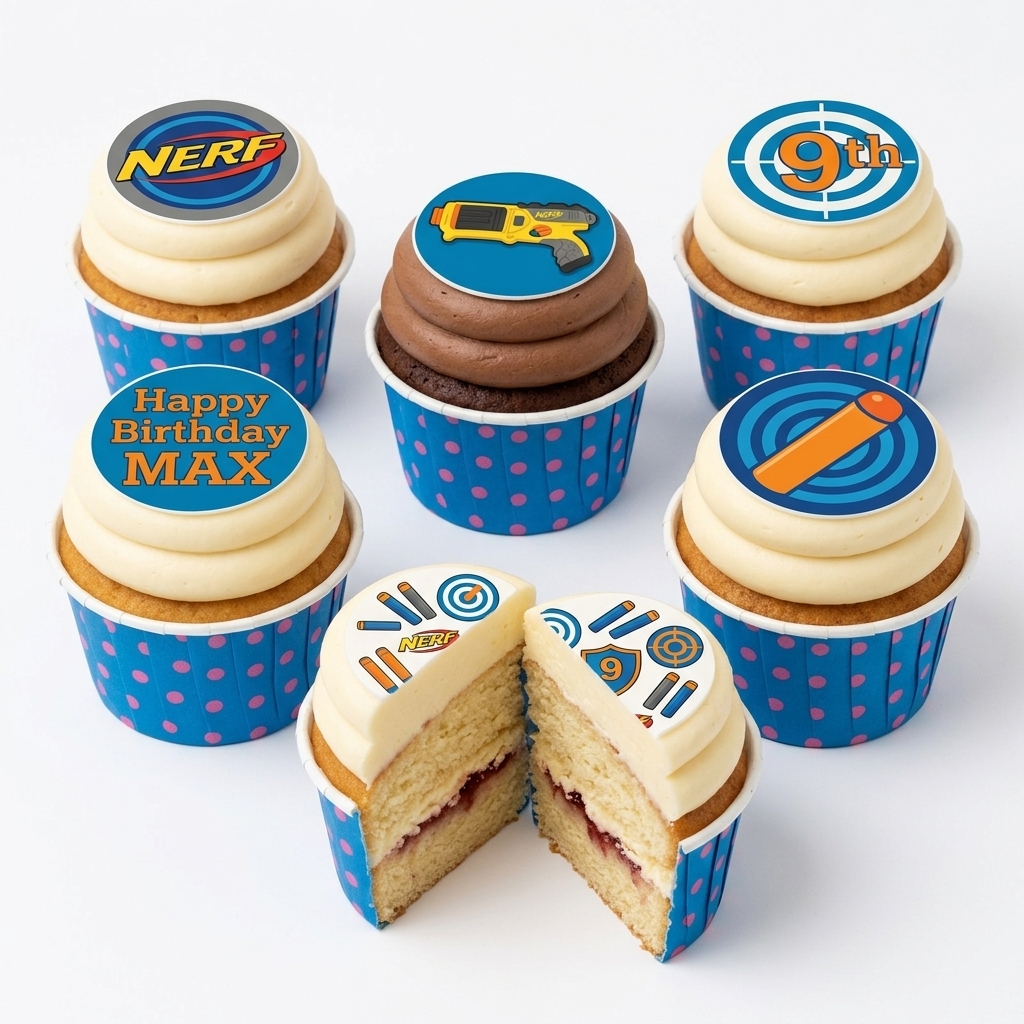NERF Theme Birthday Cupcakes for Boys