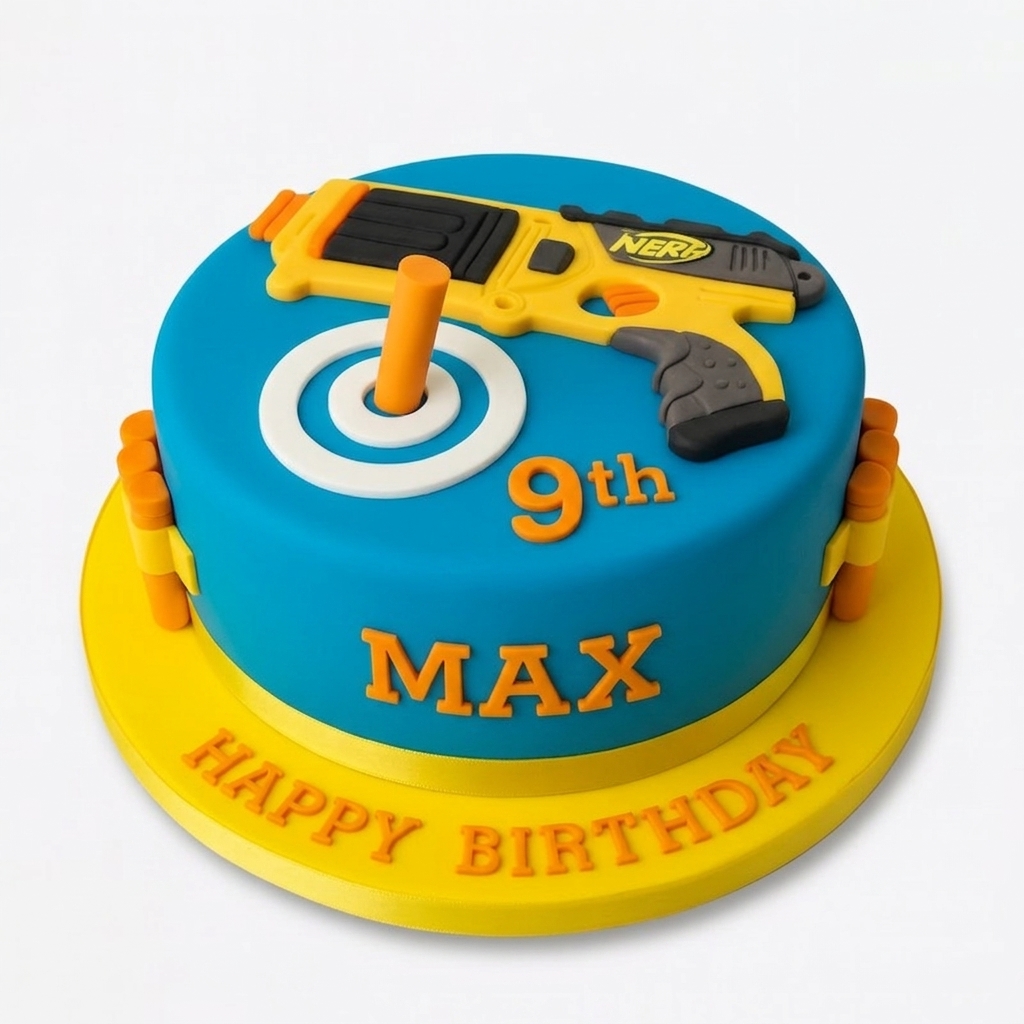 Nerf Blaster Kids Birthday Cake with Custom Age