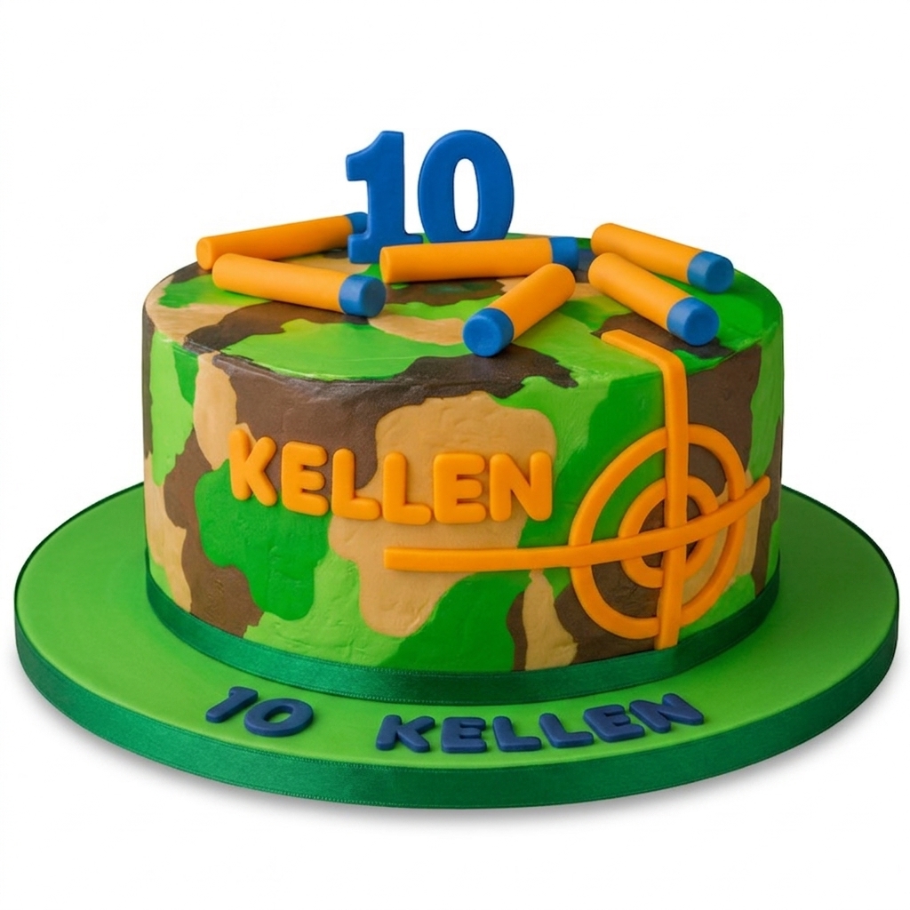 Camouflage Gaming Birthday Cake for Kids