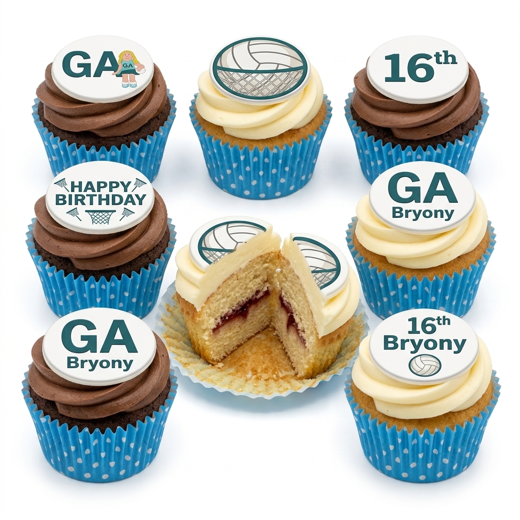 Netball Theme Birthday Cupcakes