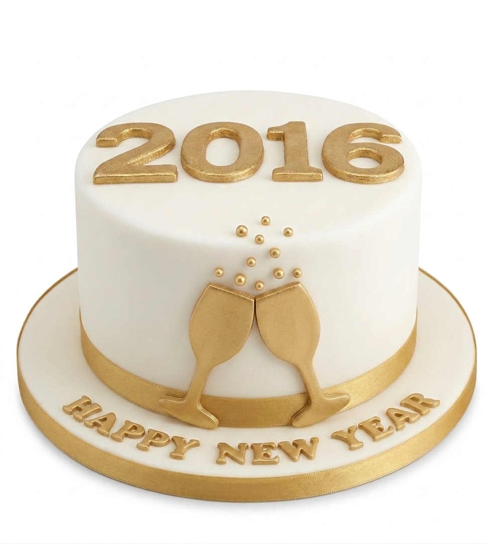 New Year Celebration Cake with Gold Details