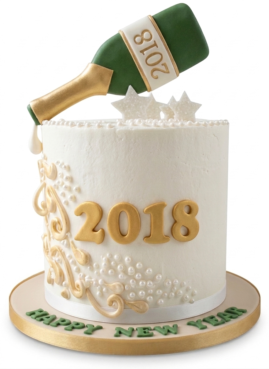 Champagne Bottle New Year Celebration Cake