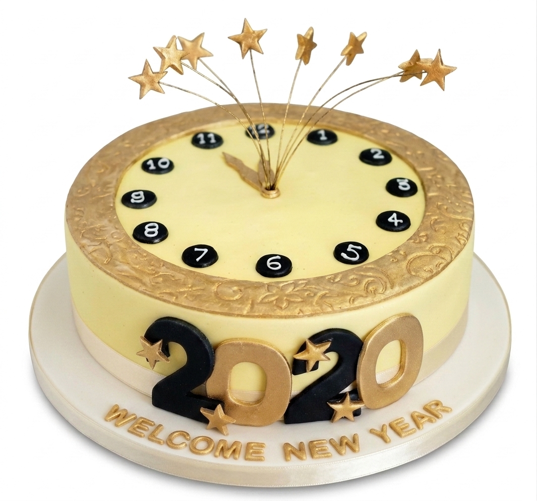 New Year Celebration Clock Cake