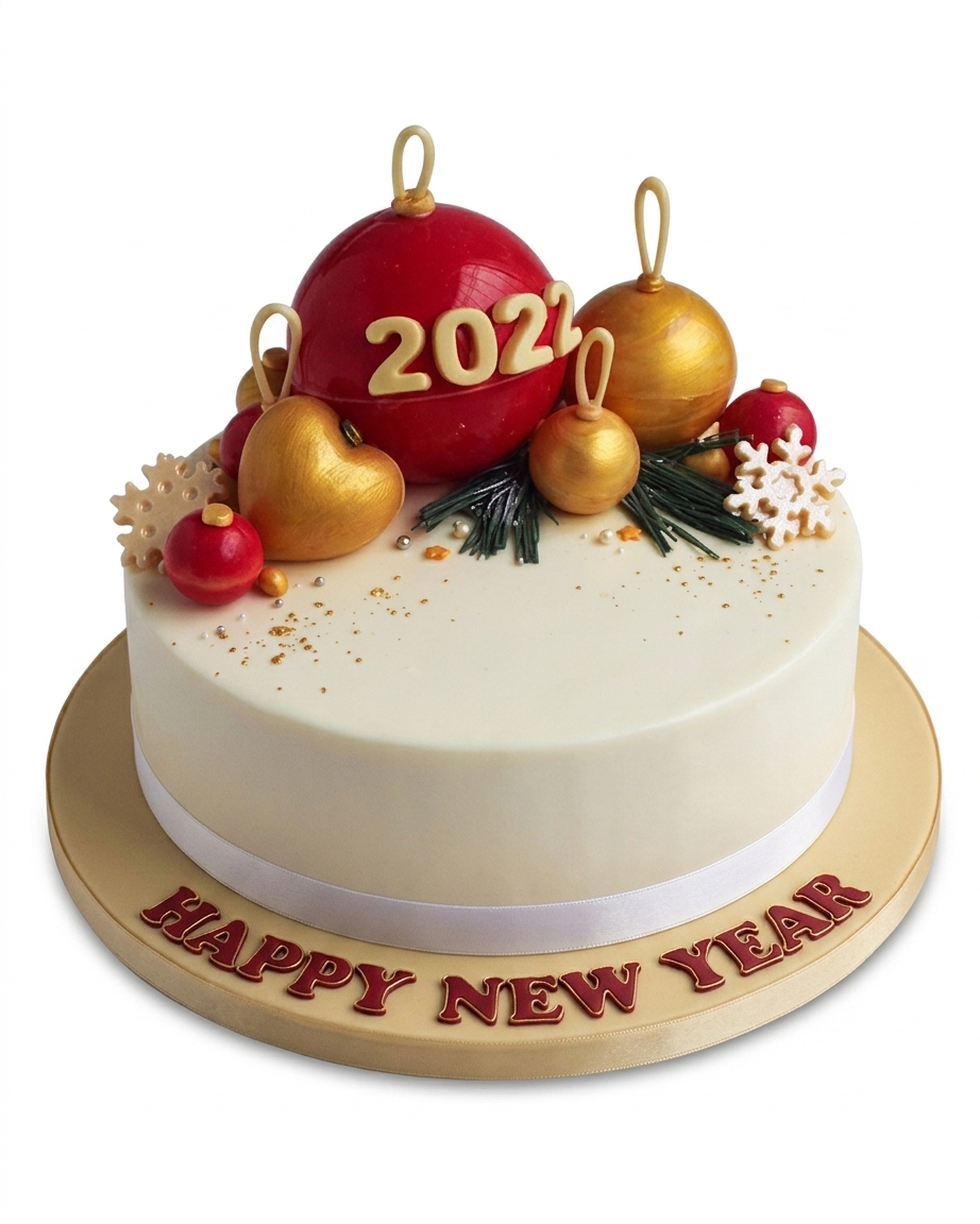 Happy New Year Bauble Celebration Cake