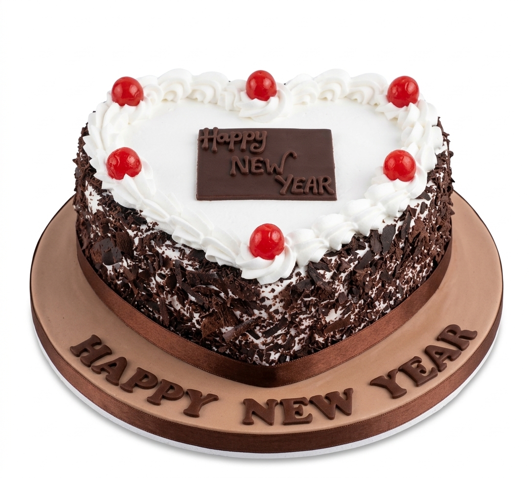 Happy New Year Heart Chocolate Cake