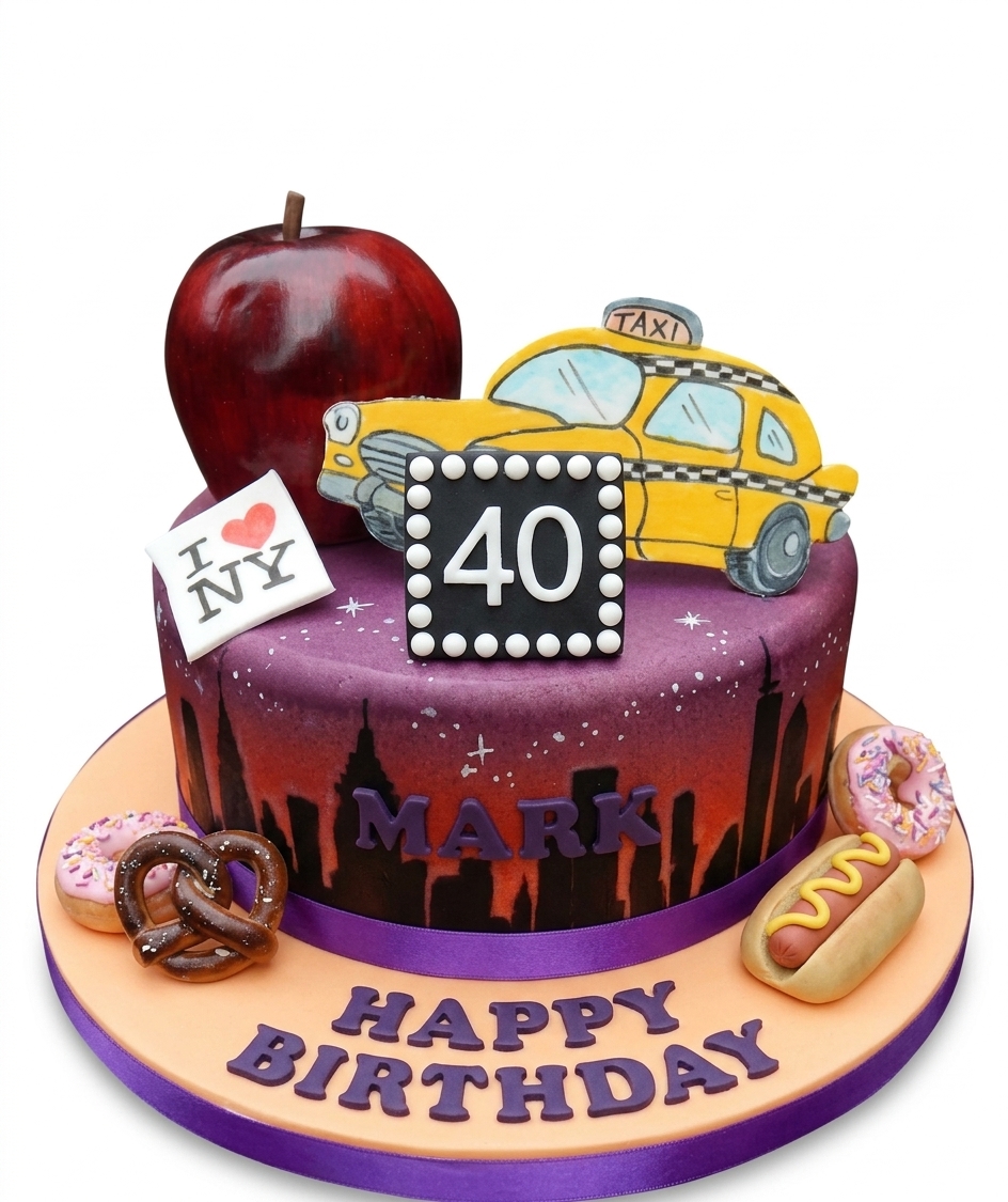 New York City Theme Personalised Birthday Cake with Custom Age