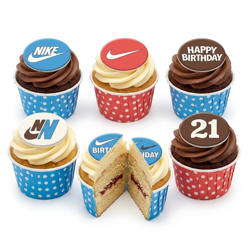 Nike Birthday Cupcakes with Custom Age Toppers