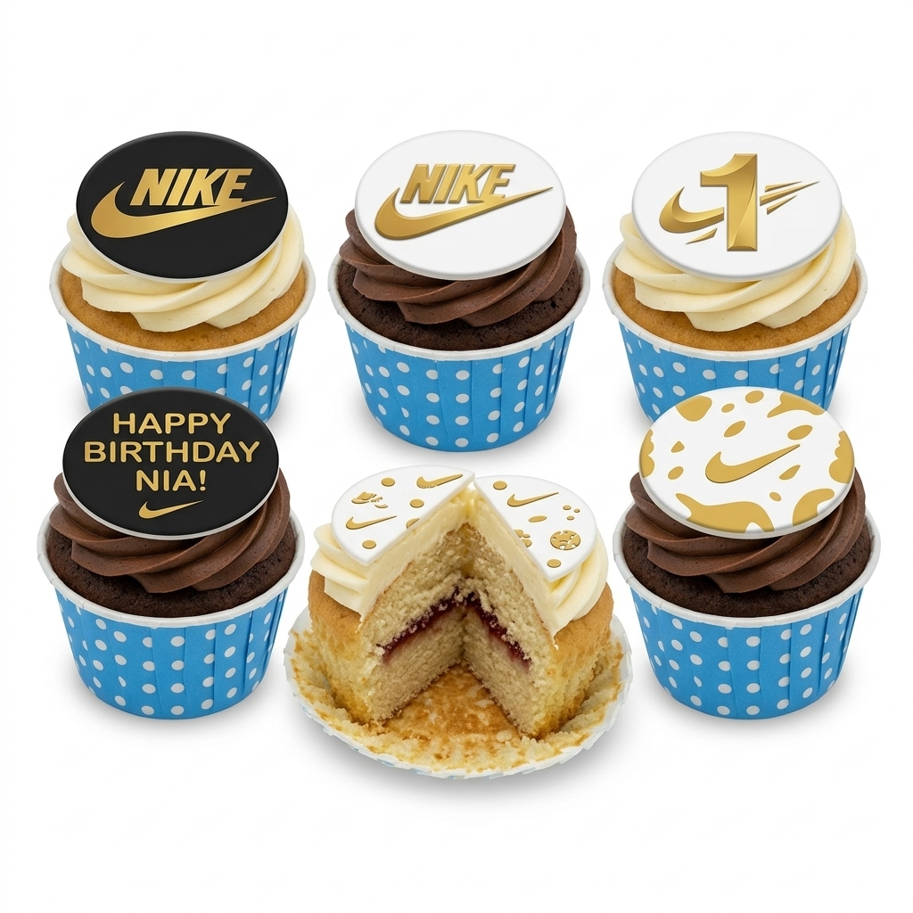 Nike Theme Birthday Cupcakes with Custom Age Topper