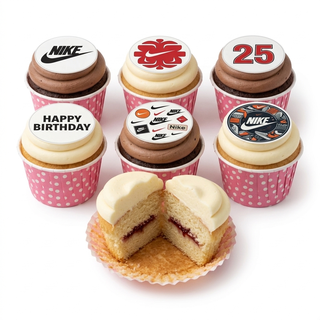 Nike Theme Birthday Cupcakes with Custom Toppers