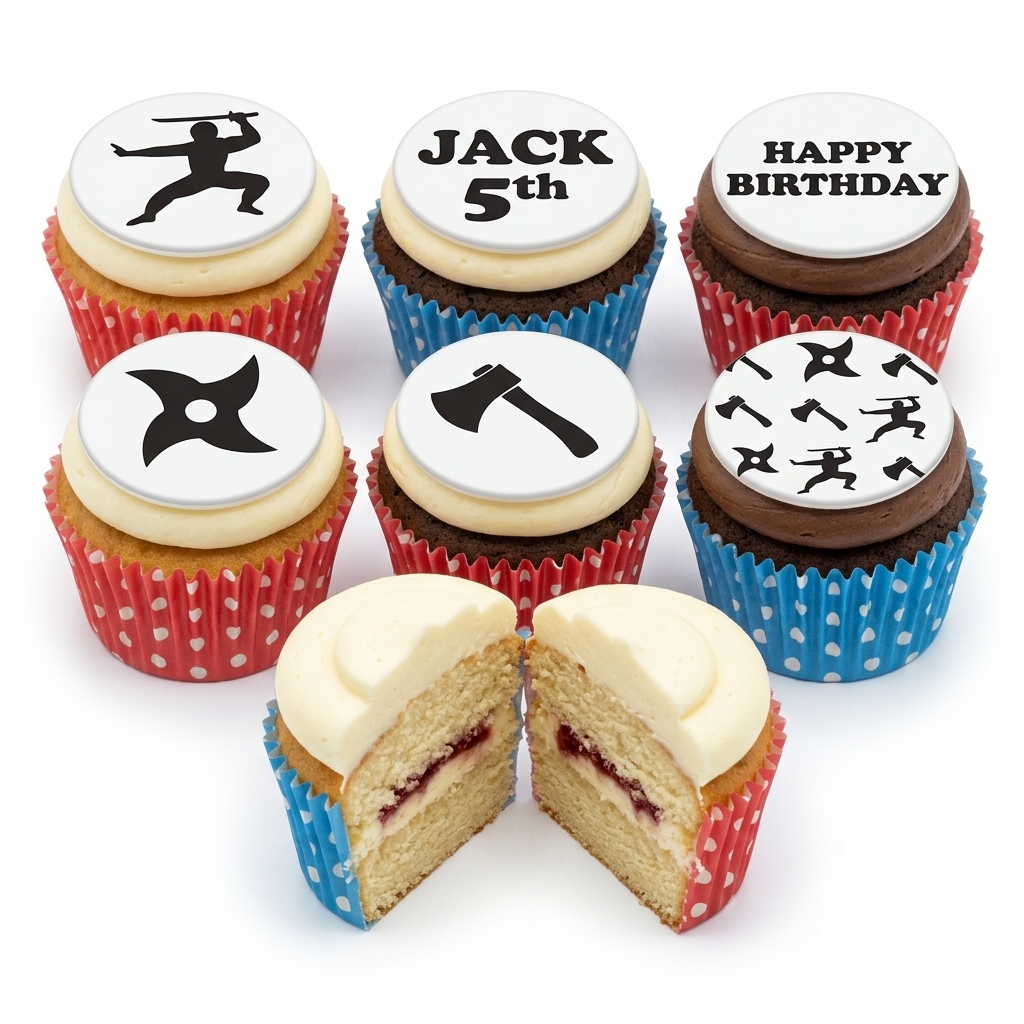 Ninja Theme Birthday Cupcakes with Custom Age
