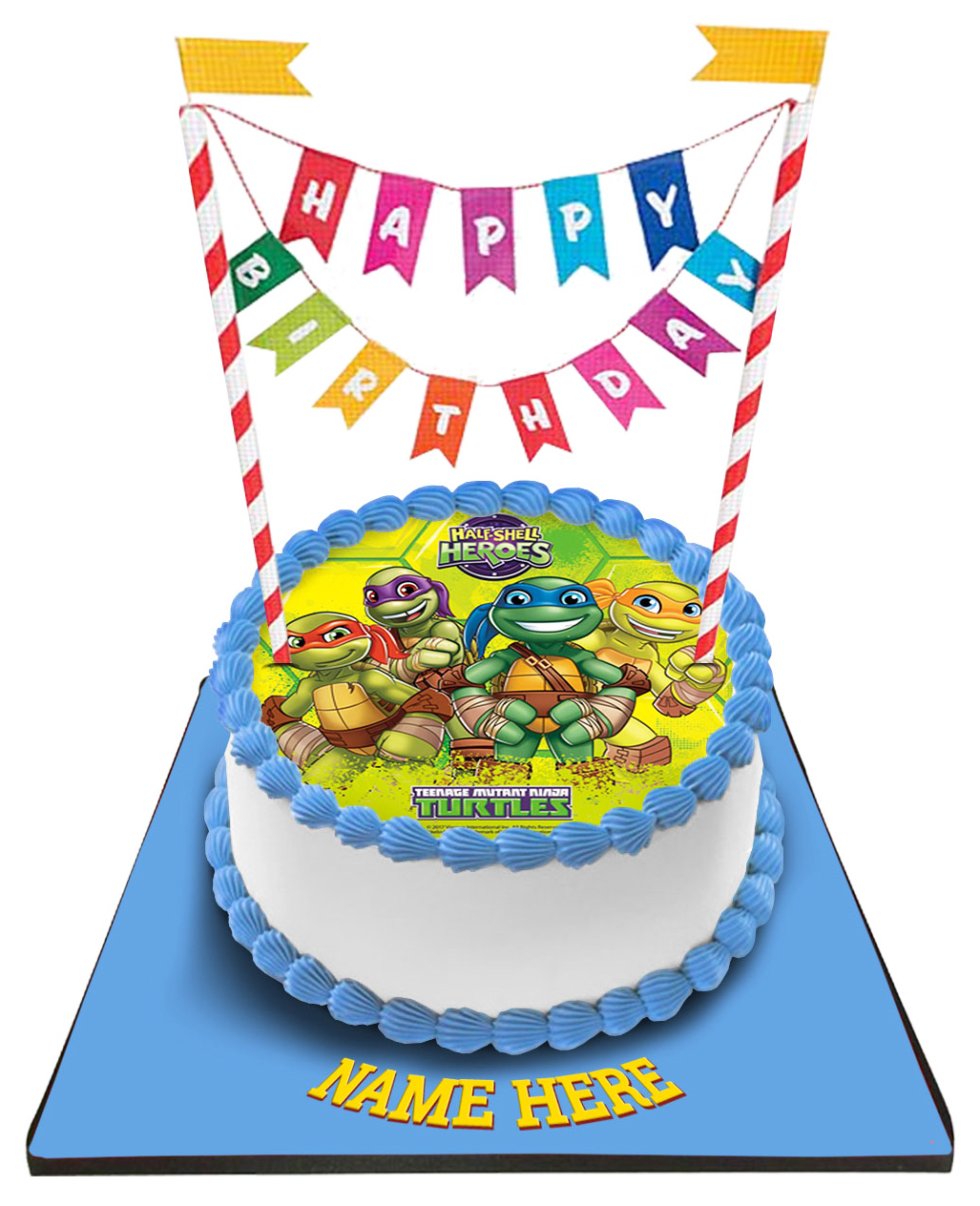 Ninja Turtles Cake with Happy Birthday Bunting