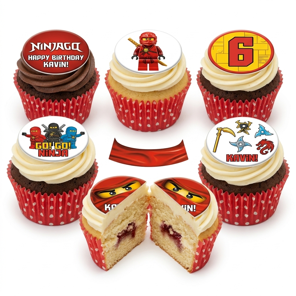 Ninjago Birthday Cupcakes with Custom Age Topper