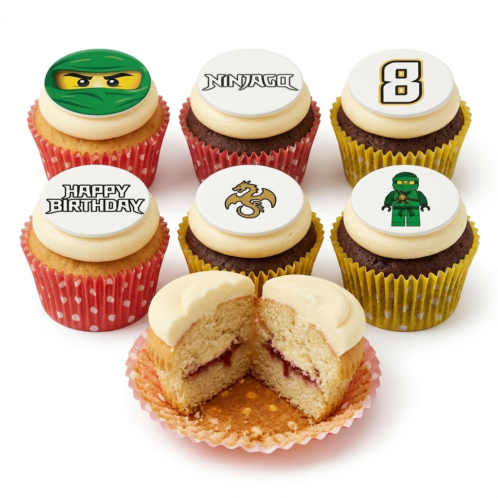 Ninjago Birthday Cupcakes with Custom Age Topper