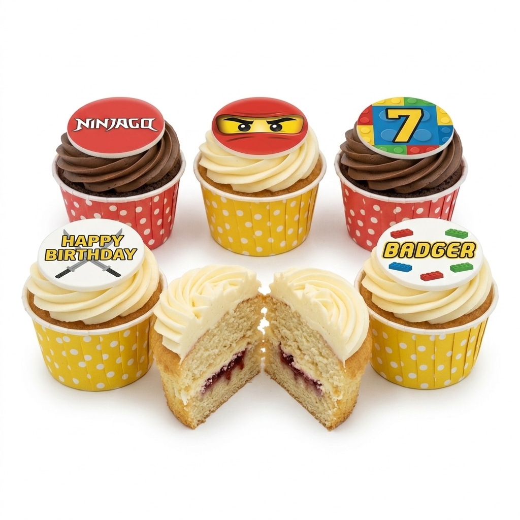 Ninjago Birthday Cupcakes with Personalised Toppers
