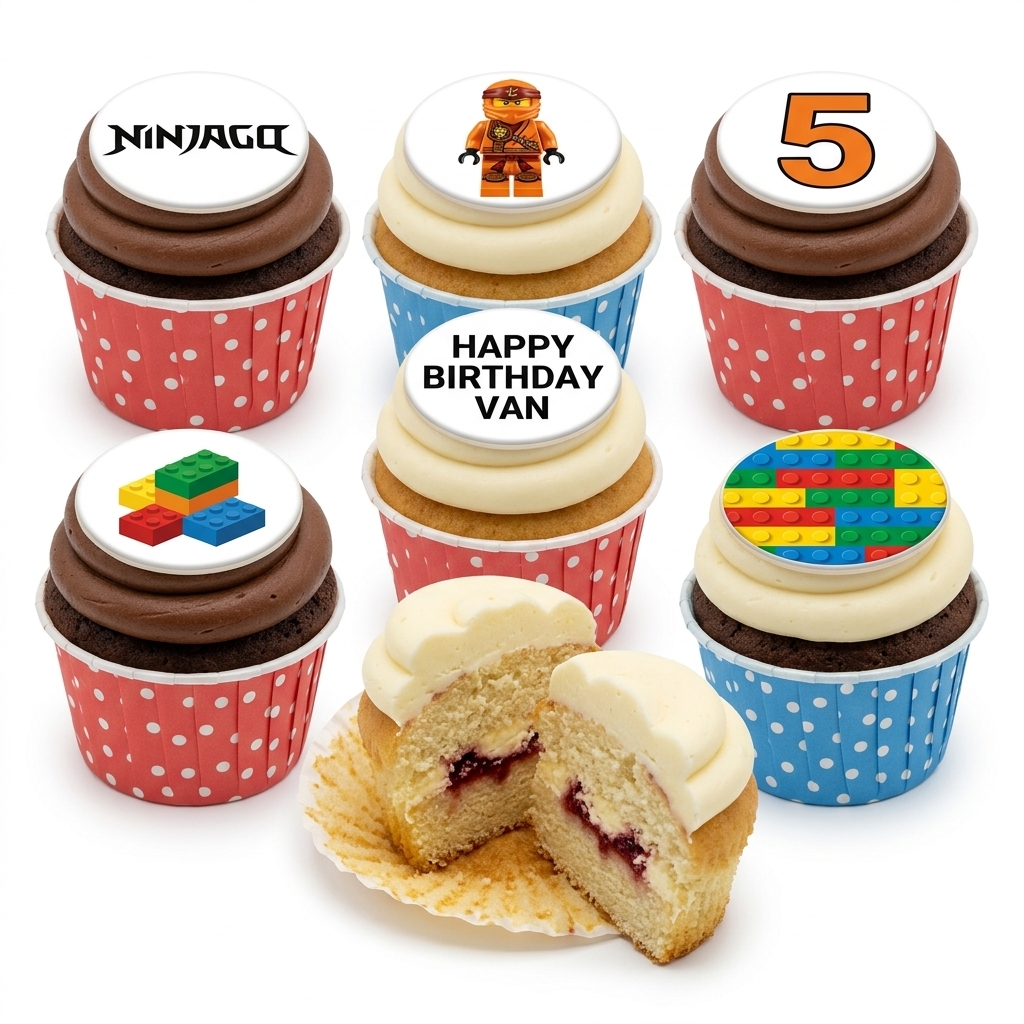 Ninjago & Lego Birthday Cupcakes with Custom Toppers
