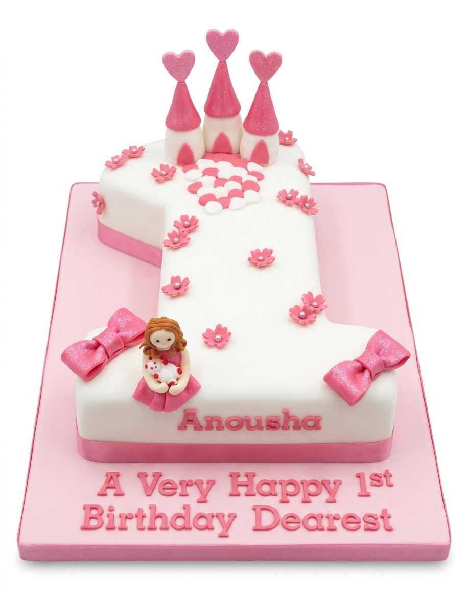 Princess Castle 1st Birthday Cake for Girls