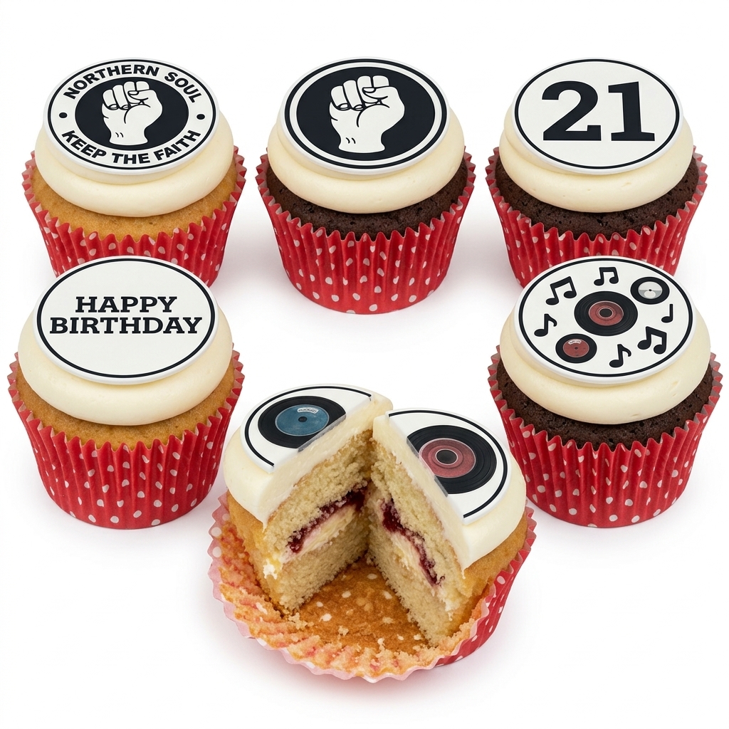 Northern Soul Birthday Cupcakes with Custom Age Topper