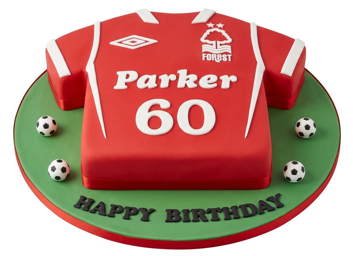 Nottingham Forest Football Shirt Birthday Cake