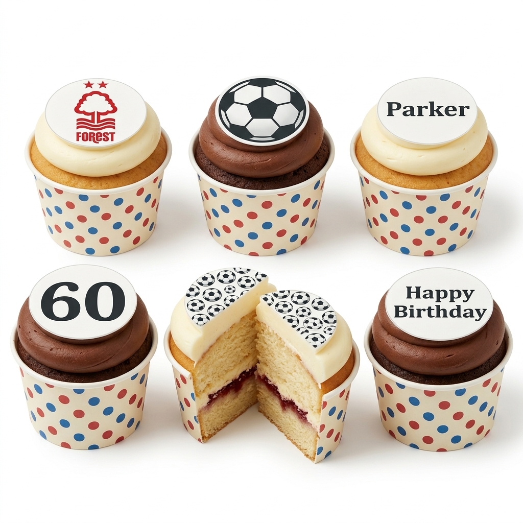 Football Fan Birthday Cupcakes with Custom Toppers