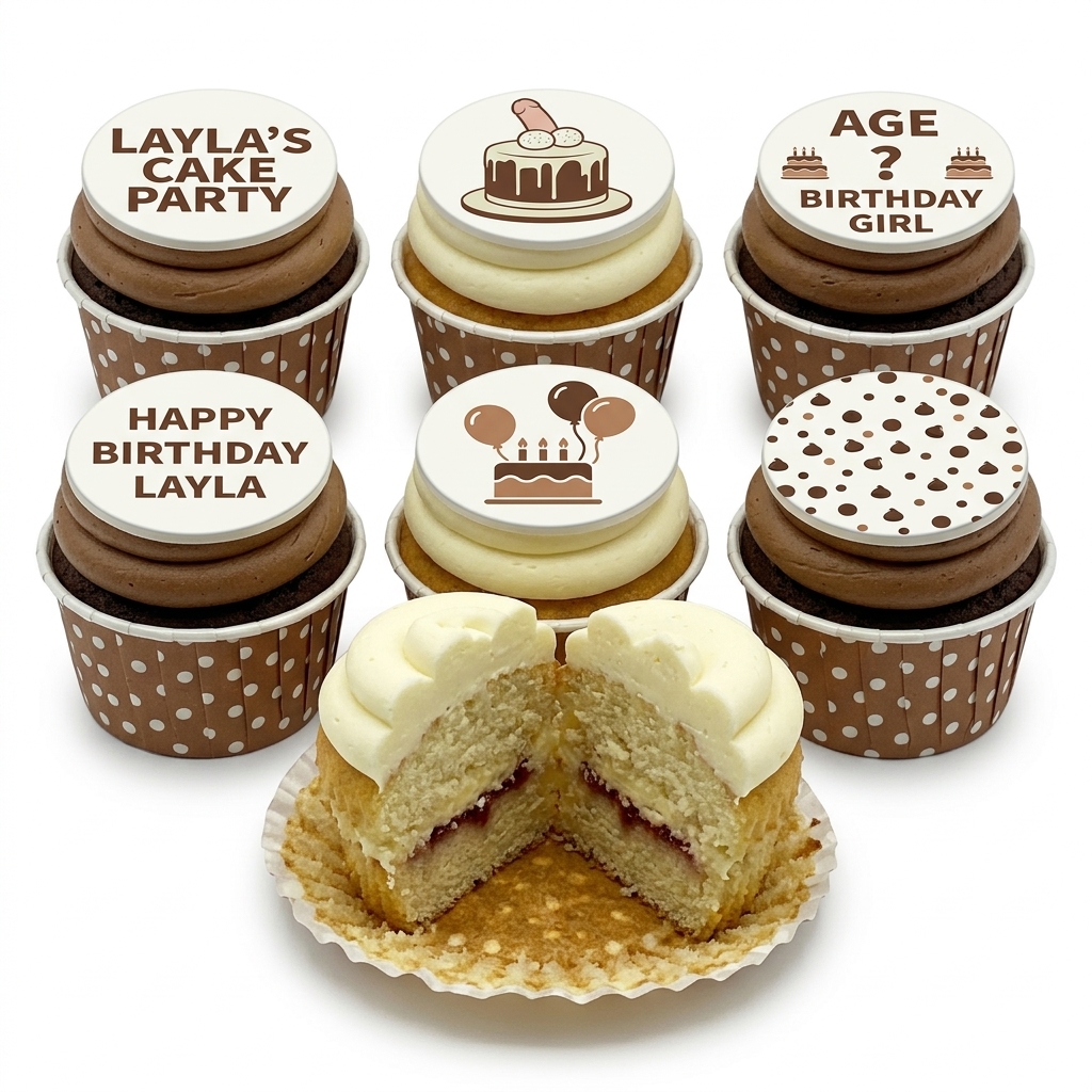 Rude Birthday Cupcakes for Her with Custom Age Toppers