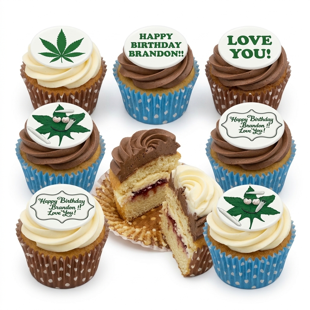 Cannabis Leaf Birthday Cupcakes