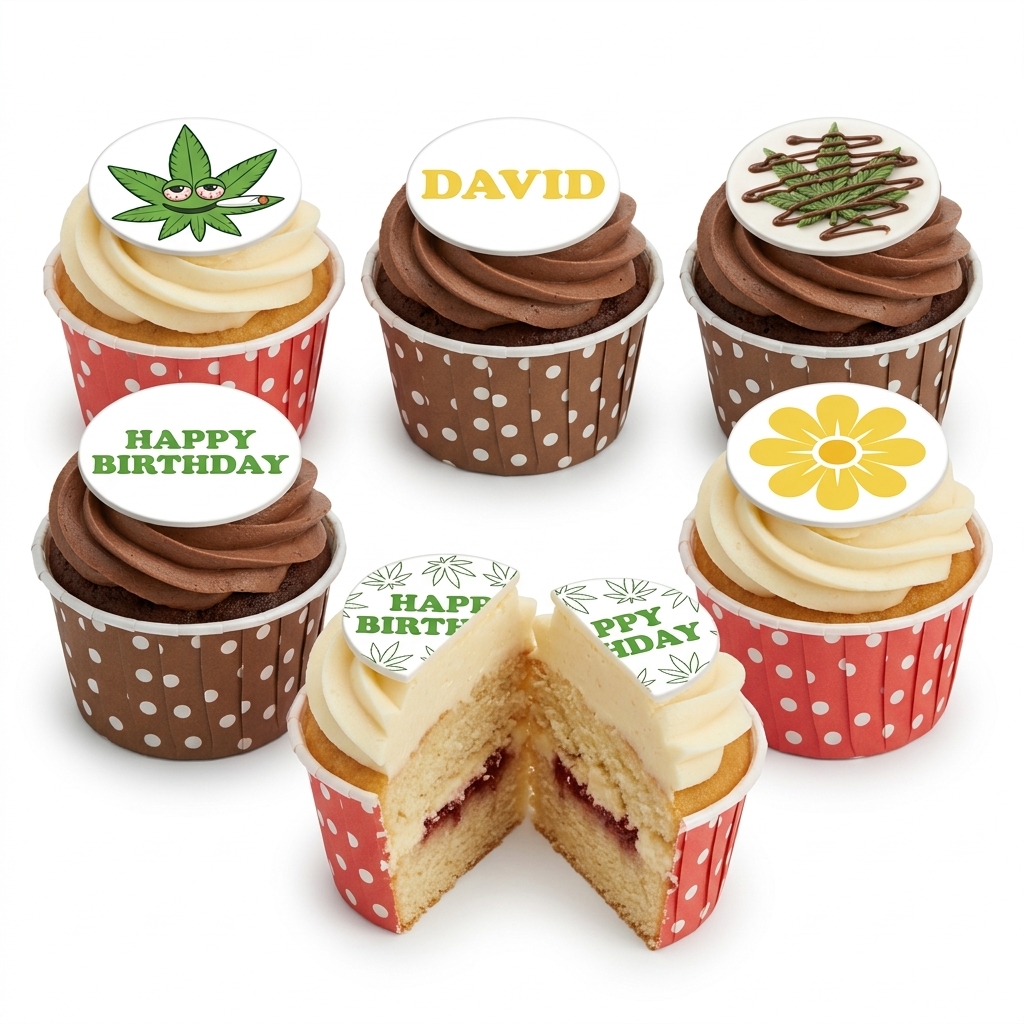 Weed Birthday Cupcakes | Custom Toppers
