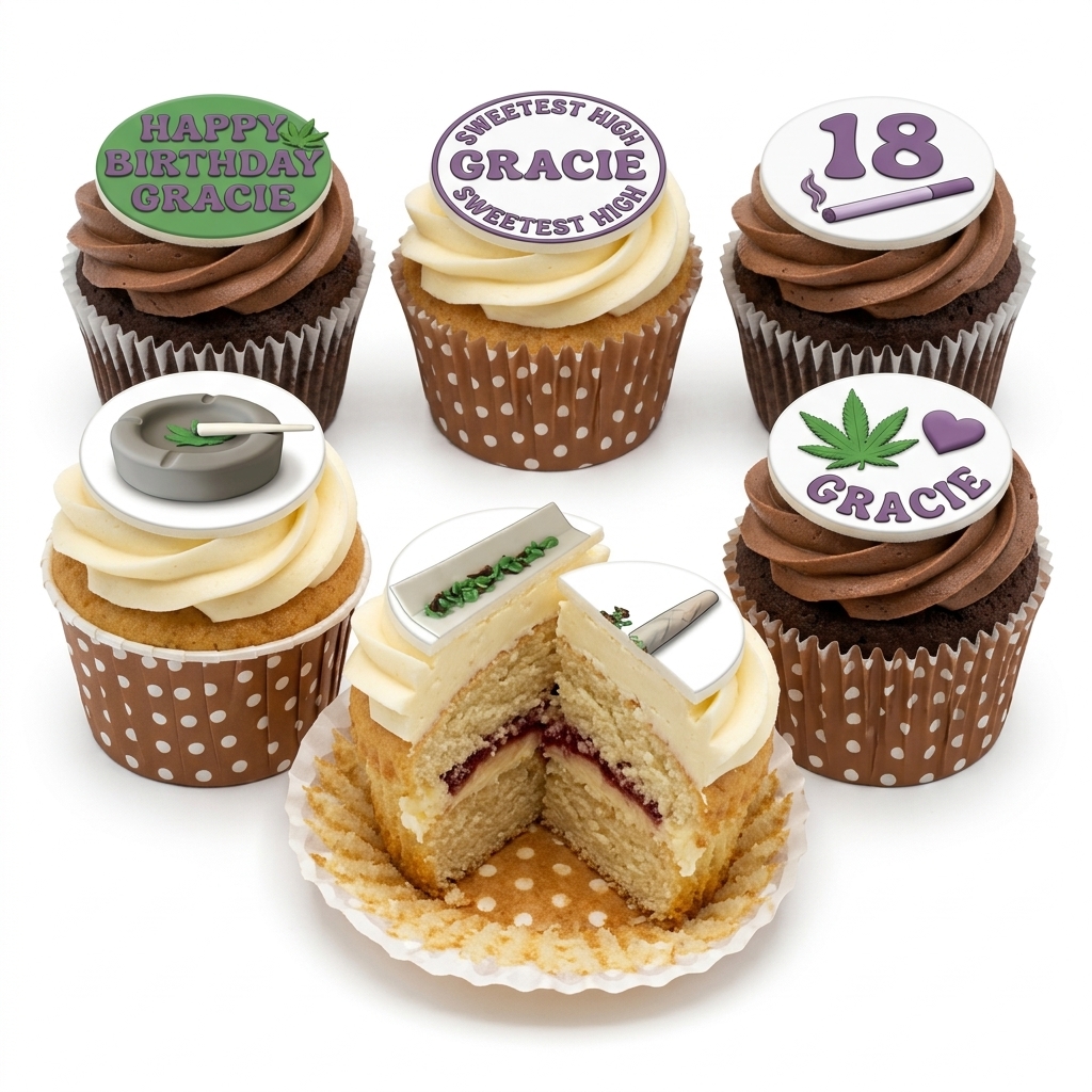 Weed Themed Birthday Cupcakes