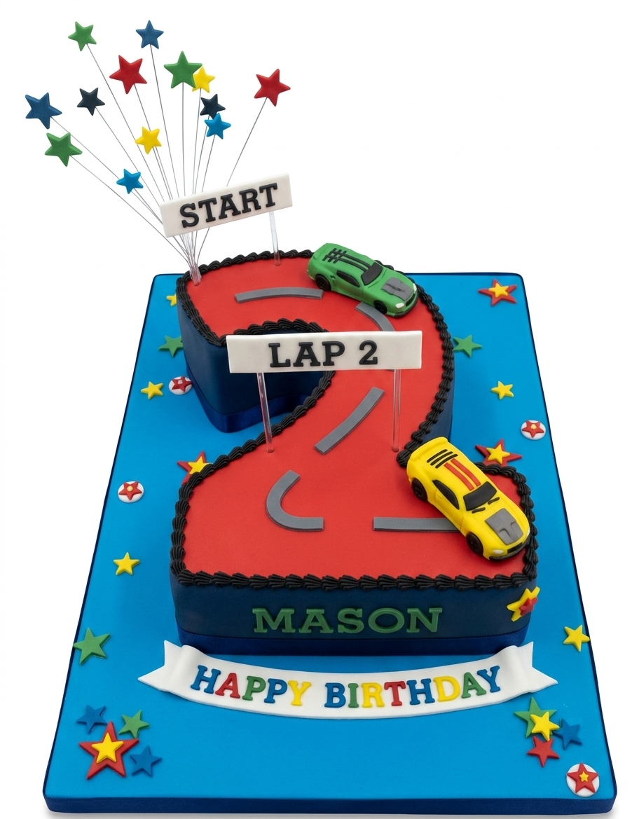 Racing Car 2nd Birthday Cake for Boys