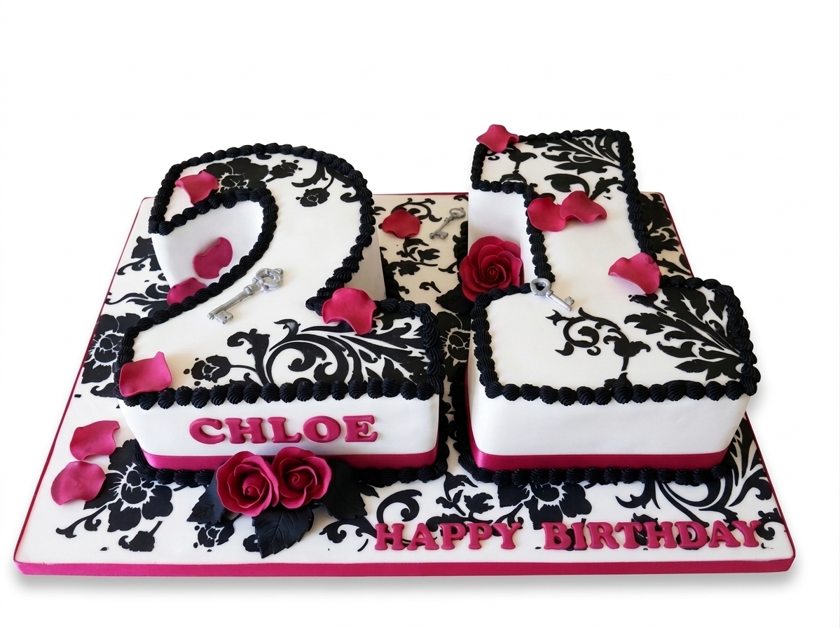 Elegant Floral Number Birthday Cake for Her