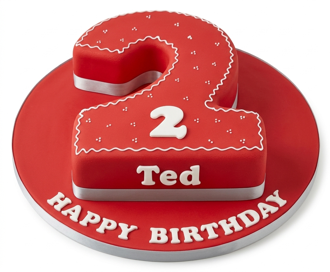 Red Kids Number Birthday Cake