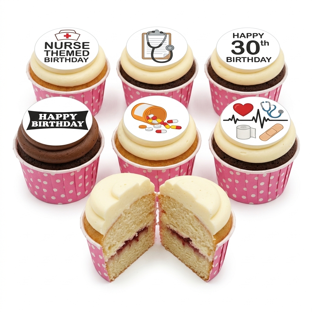 Nurse Themed Birthday Cupcakes