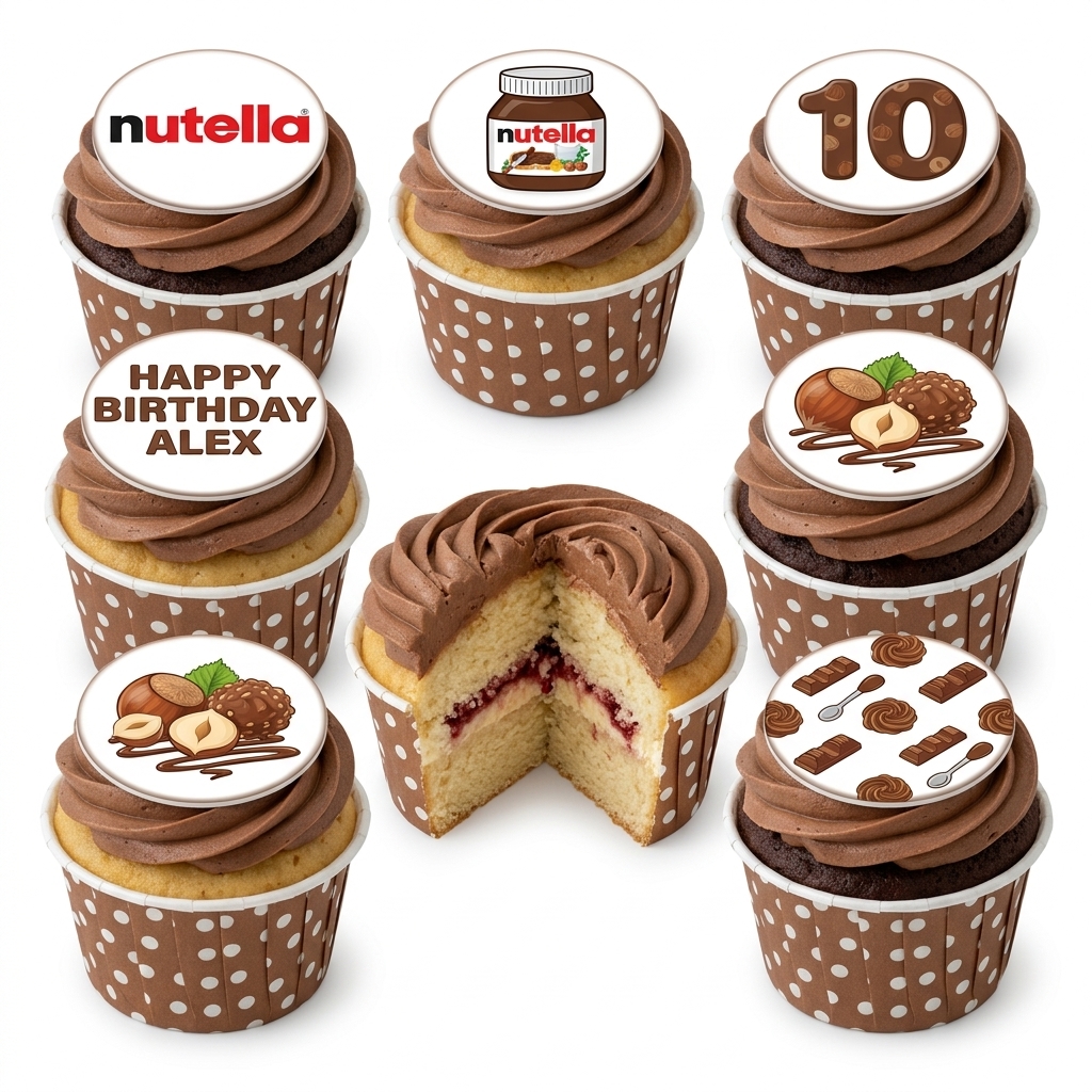 Nutella Birthday Cupcakes with Custom Toppers