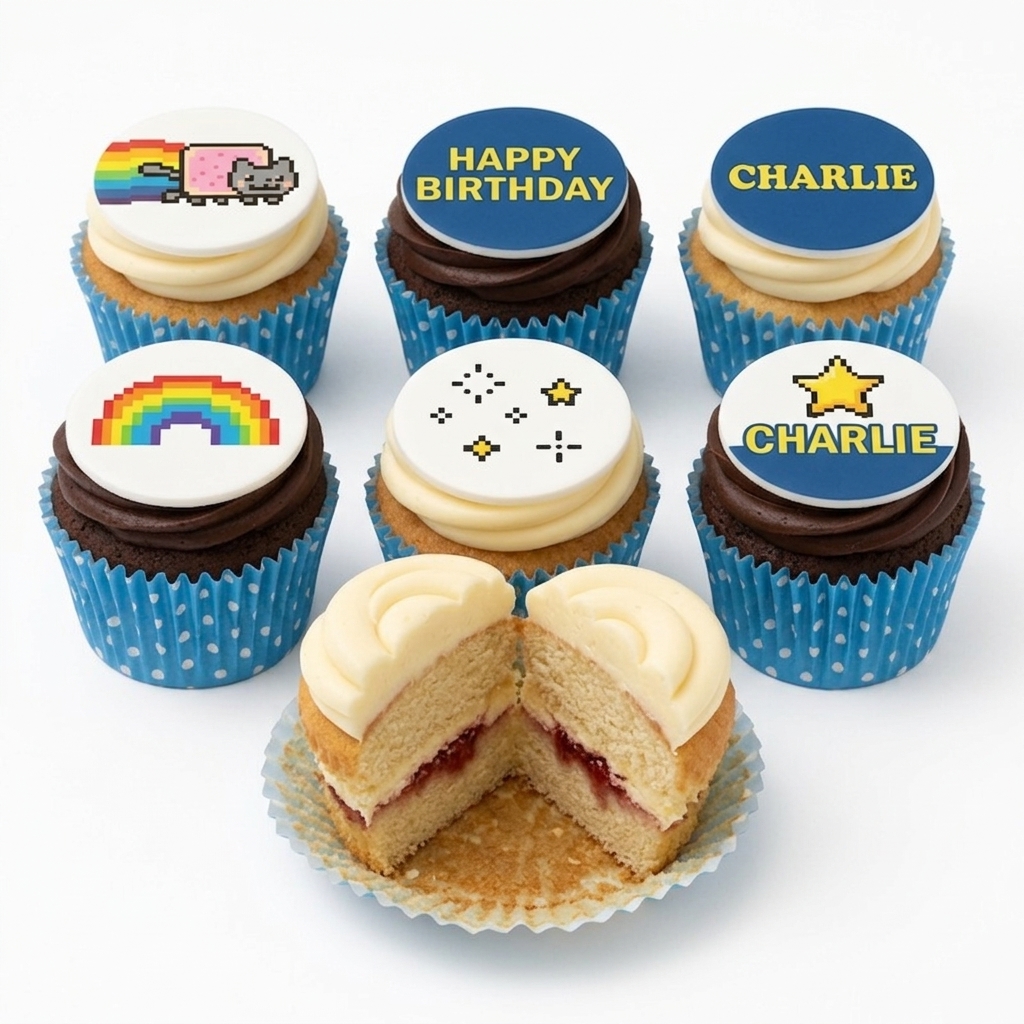 Pixel Art Gaming Birthday Cupcakes