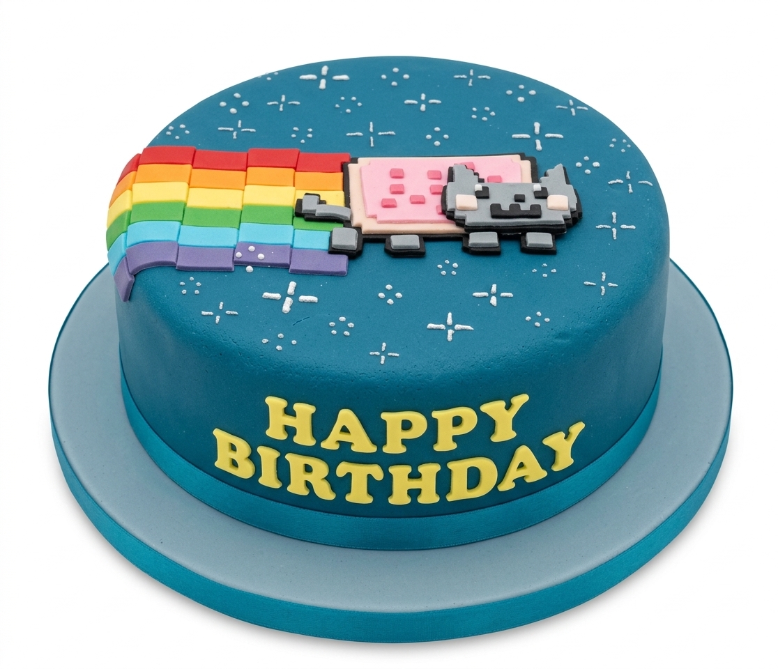 Gaming Birthday Cake with Nyan Cat Design