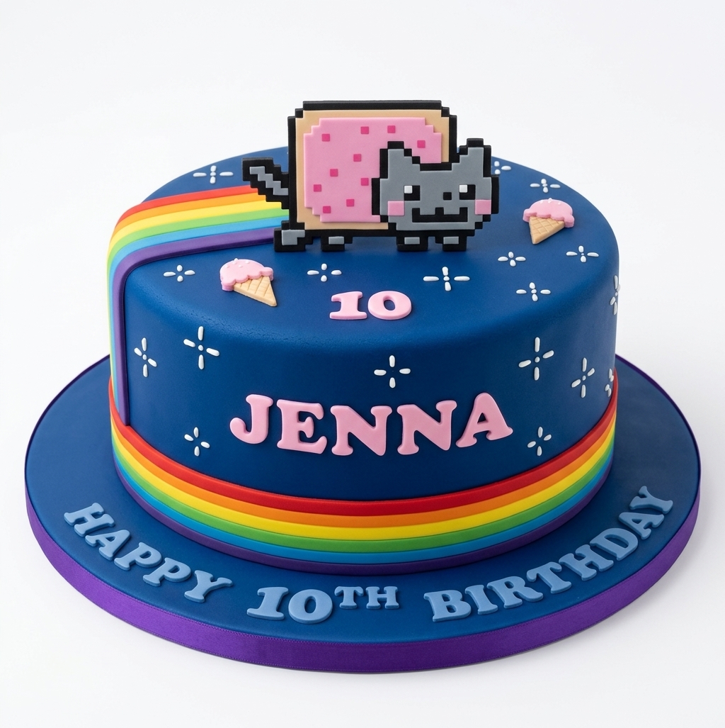 Nyan Cat Rainbow Birthday Cake for Kids