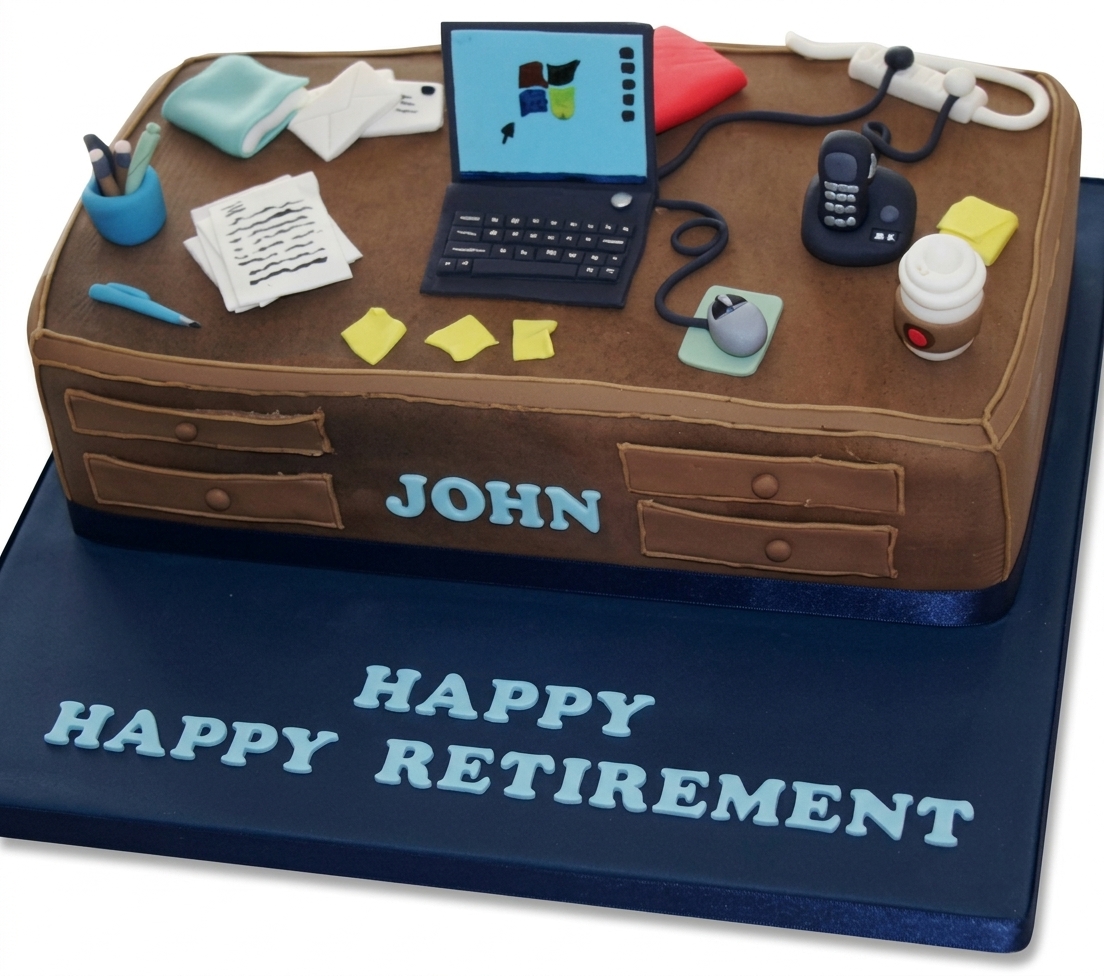 Office Desk Retirement Cake