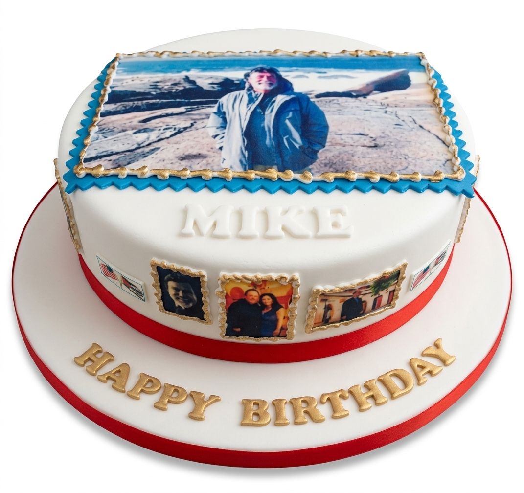 Photo Birthday Cake with Personalised Photos & Message