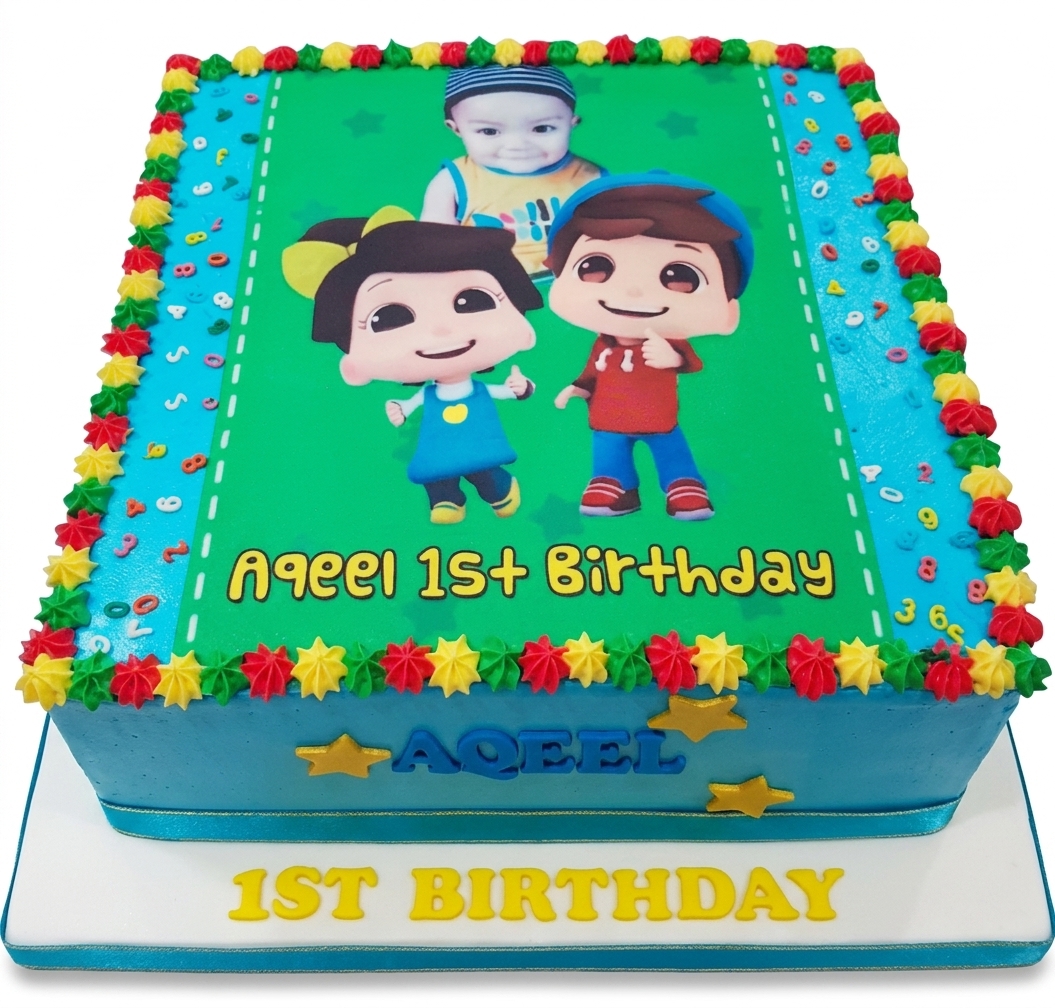 Omar & Hanna 1st Birthday Cake for Boys