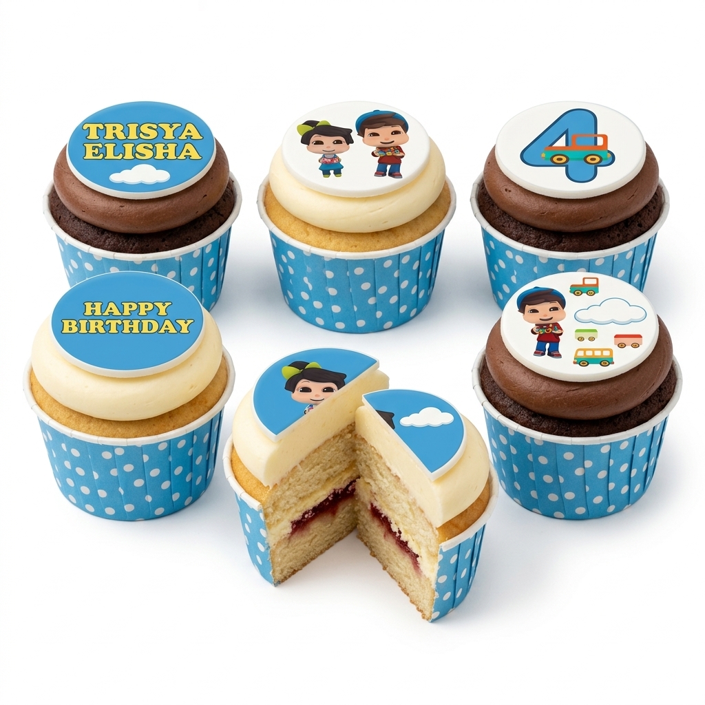Fun Kids Birthday Cupcakes with Custom Age Toppers
