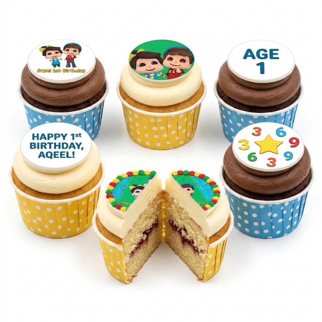 Kids 1st Birthday Cartoon Character Cupcakes