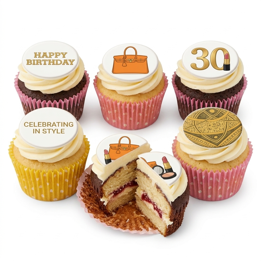 Designer Birthday Cupcakes for Her with Custom Age